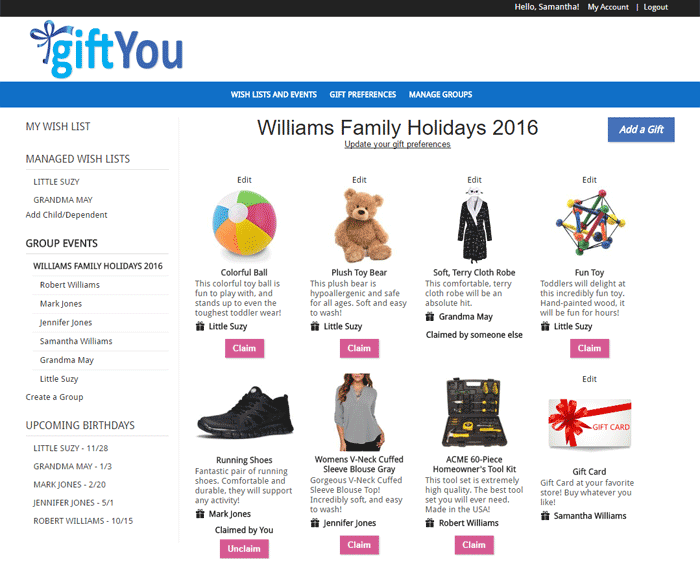 giftYou - Christmas Wish List, Holiday Wish List, Baby Registry, Wedding Registry, Gift Registry 